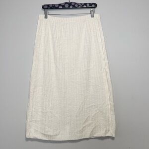 White Ribbed Knit Midi Skirt Size Medium